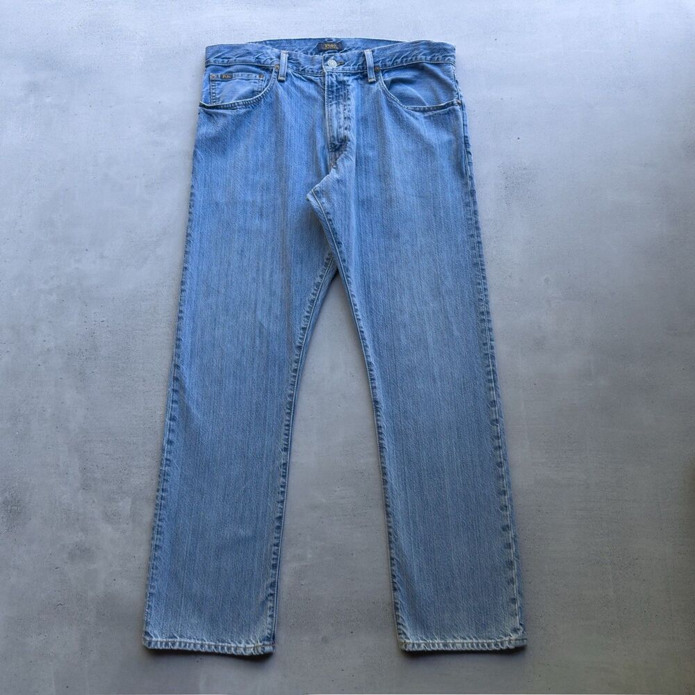 Polo Ralph Lauren Hampton Relaxed Straight Jeans Men's 35x32 Light Wash Blue